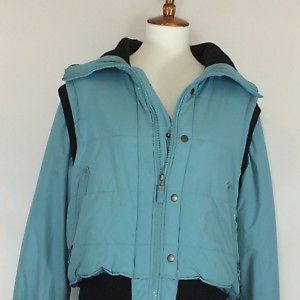 Powder Blue w/Black Knit Trim Puffer Jacket Size L